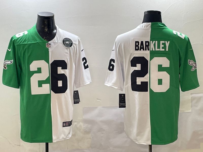 Men 2025 Philadelphia Eagles #26 Barkley White Green Nike Limited NFL Jersey style 6